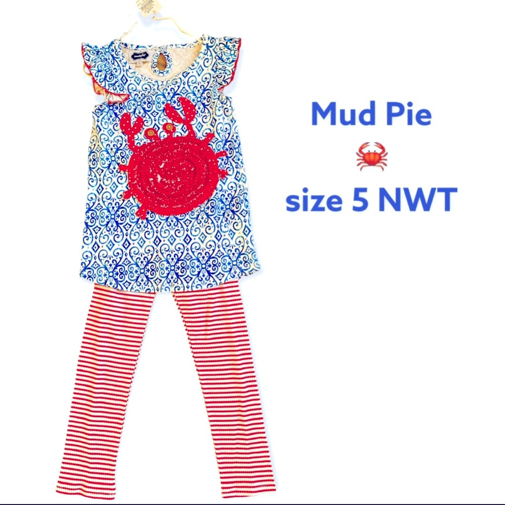 NEW Mud Pie Crab 🦀 Top & Leggings Set